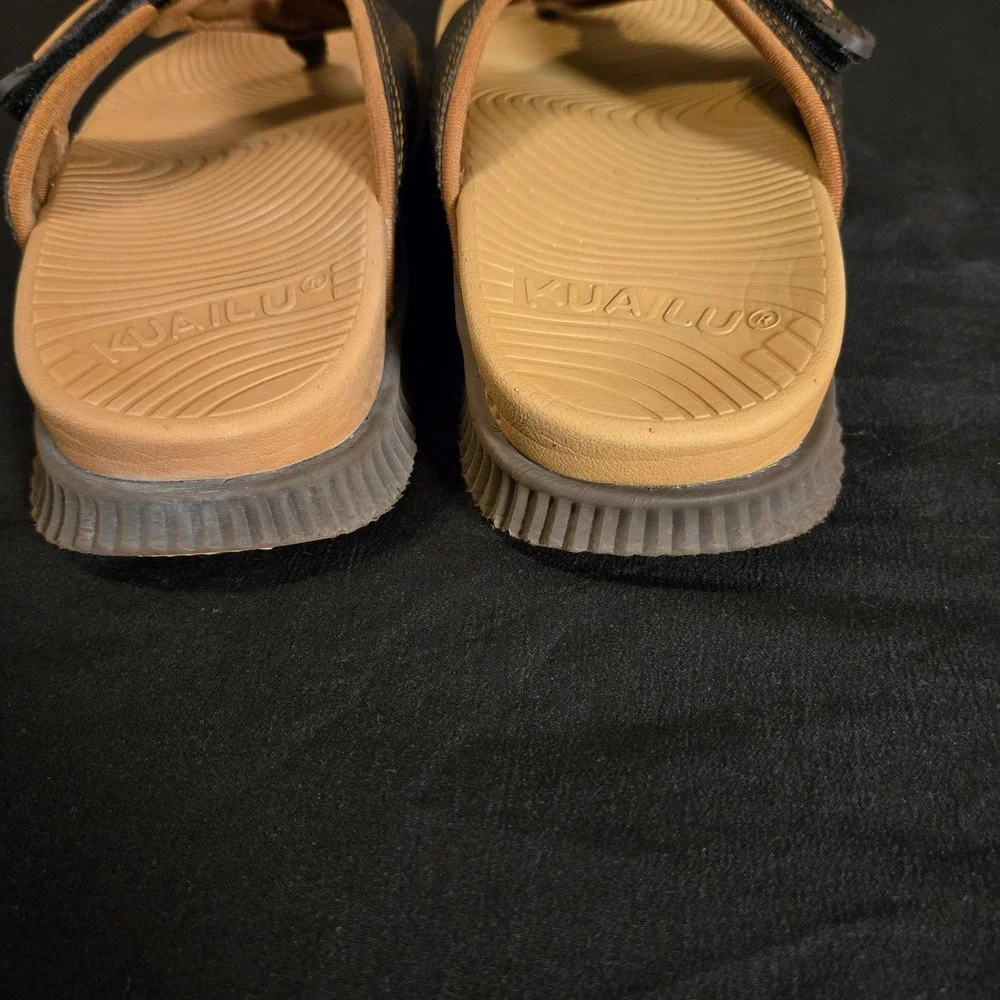 KUAiLU Sandals Mens Size 7 Brown Thong Adjustable Strap Casual Summer Comfort‎